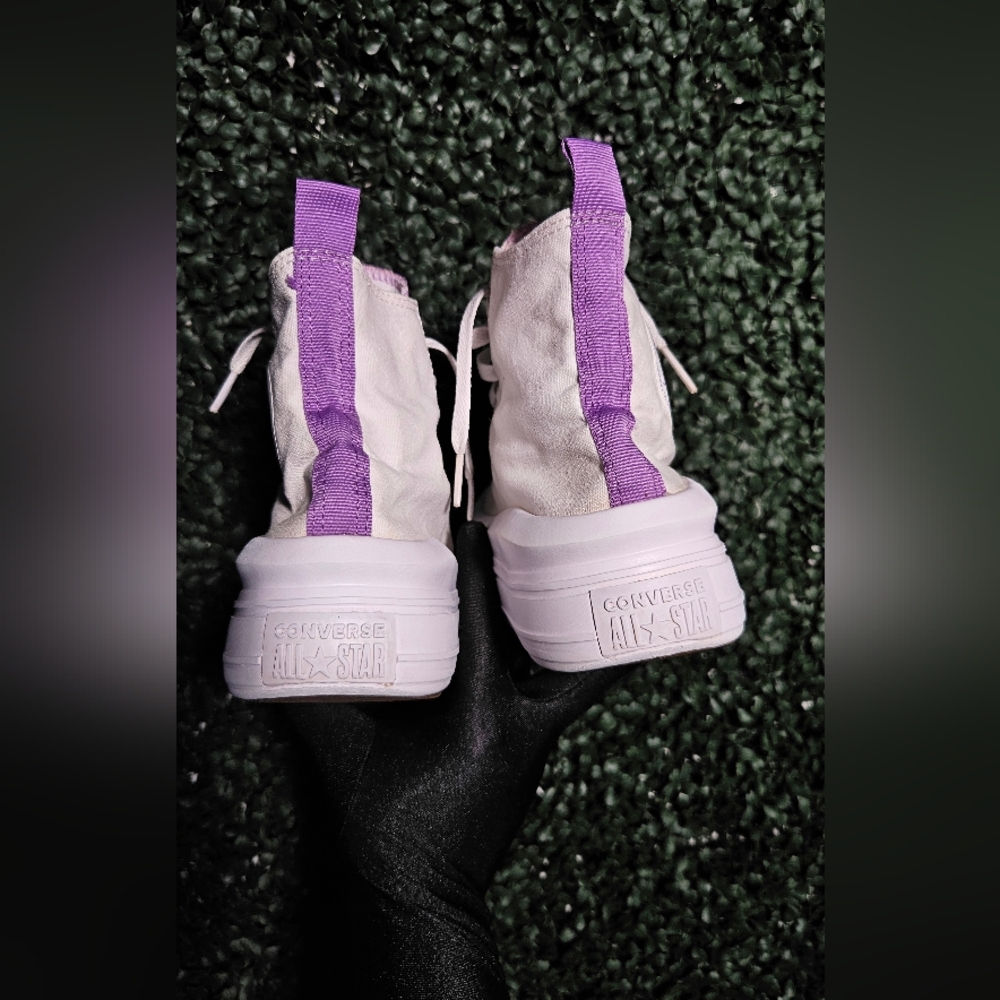 Converse Women's High-Top Sneakers - Cream and Purple - Picture 3 of 10